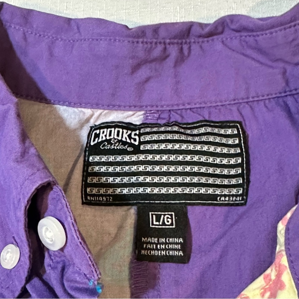 Crooks & Castles Patchwork Paisley Button Up Shirt L - Picture 8 of 10